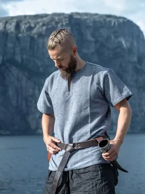 Produktbild von Wikinger Tunika Kurzarm Blaugrau "Edmund"  S
