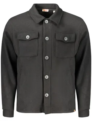 Image de Chemise noire pour hommes en feutre, avec poches et boutons