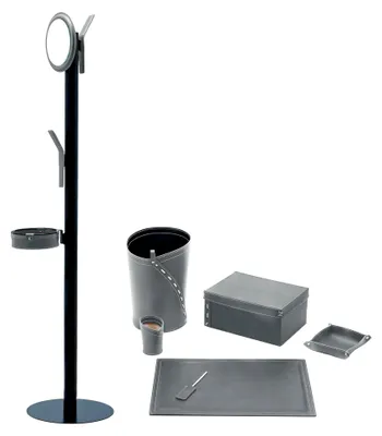 Produktbild von Design ANDREA Schreibtischset für Büro und Arbeitszimmer aus Leder, grau