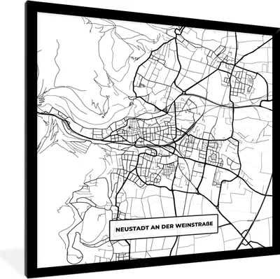 Produktbild von MuchoWow® Gerahmtes Poster Neustadt an der Weinstraße - Karte - Stadtplan 40x40 cm - Poster mit Schwarzem Bilderrahmen Wandposter Rahmen Foto Bilder - Mit Rahmen - Wanddekoration Schlafzimmer