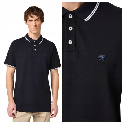 Immagine prodotto di Wrangler | Polo da uomo, nero, in cotone, vestibilità regolare, taglia L