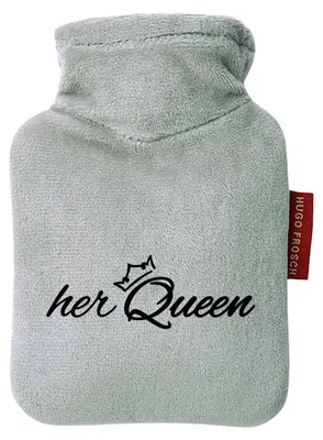 Produktbild von Huuraa Mini-Wärmflasche her Queen Krone 0,2 Liter Grey Mini Veloursbezug Taschenwärmer Geschenkidee