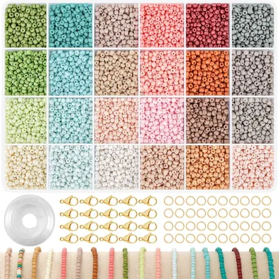 Perlen-Set 3 mm, 24 Farben, 8000 Stück, für Armbänder