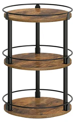 Produktbild von Dreistöckiges, drehbares Gewürzregal, freistehend, Küchenregal, für Arbeitsplatte, Badezimmer, Schlafzimmer, beweglich, braun-schwarz