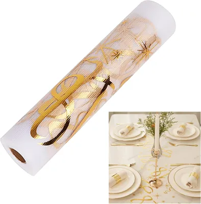 Obrázok produktu pre Behúň na stôl 18. narodeniny, zlatý lesklý, 500x28 cm, polyester, dekorácia stola, ochrana stola