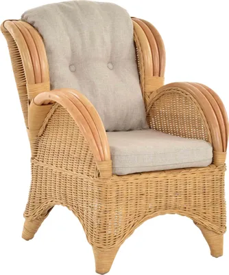 Produktbild von KRINES HOME Kindersessel aus Rattan, Ohrenbackensessel für Kinder in der Farbe Honig inkl. Polster - DE