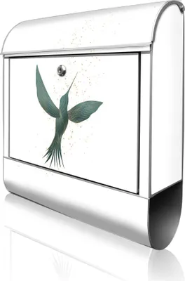 Produktbild von banjado Design Briefkasten Stahl silber mit Zeitungsfach pulverbeschichtet "Kolibri 4" 38x46x12,5cm & 2 Schlüssel - Postkasten A4 Einwurf inkl. Montagematerial [BK 13038]