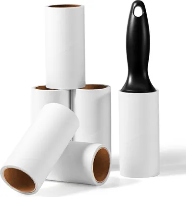 Produktbild von Vinabo Fusselrolle 6 Rollen mit je 60 Blatt + 1 Abroller, Extra Klebriger Tragbarer Fusselentferner, Fusselrolle Tierhaare, Fusselroller für Staub, Haare Katzenhaare, Hundehaare