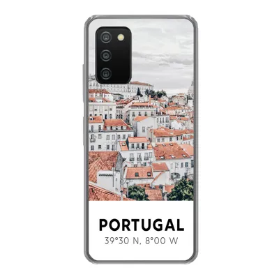 Produktbild von MuchoWow® Handyhülle Schutzhülle Hülle für Samsung Galaxy A03s Portugal - Europa - Rot - Silhouette Silikon Softcase Handy Hülle - Schutz