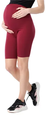 Image de Leggings de grossesse courts pour femmes Be Mammy en Coton BE20-285 (bordeaux, M)