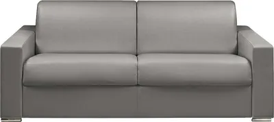 Produktbild von 4-Sitzer-Sofa mit Express-Klappmechanismus aus Ökoleder CALITO - Farbe: grau - Maße der Liegefläche: 160 cm - Matratze 14 cm