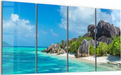 Produktbild von DEQORI Glasbild Echtglas 4x30x60 cm 'Felsformation am Strand' Wandbilder XXL groß
