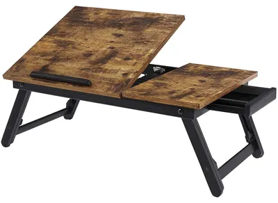 Produktbild von Laptopständer für Bett und Sofa, verstellbar, 15,6 Zoll, braun/schwarz