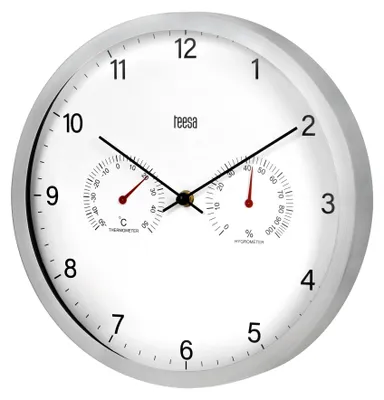 Produktbild von Teesa Wanduhr 30 cm mit Thermometer Hydrometer TSA0049 Uhrzeit Wetter
