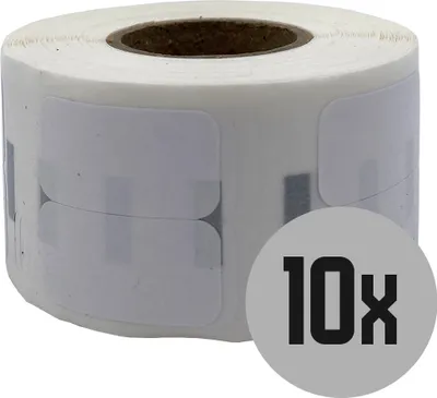 Produktbild von DULA Etiketten - Kompatibel mit Dymo Compatible labels - Weiß - 11353 - S0722530 - Kleine multifunctionele etiketten - 10 rollen - 13 x 25 mm - 1000 labels per rol