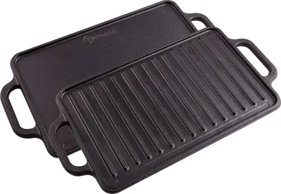 Obrázek produktu pro Victoria 36058 Grilovací deska Litinová grilovací pánev 33 x 21 cm na oheň, grilování bez PTFE Černá
