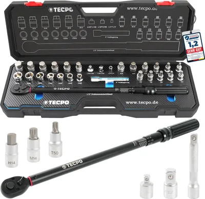 Produktbild von TECPO Drehmomentschlüssel Set 1/2" Zoll, 50-350 Nm, 72 Zähne Mechanik