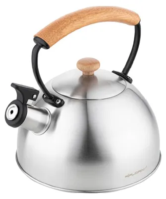 Produktbild von FLORINA Wasserkessel (2,3 l) Edelstahl Teekessel NATURA Flötenkessel mit Holzgri