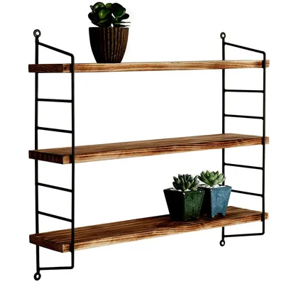 Immagine prodotto di Skye Decor, Wr088, Mensola decorativa da parete in legno, nera, 100 % LEGNO MASSICCIO, 60 x 15 x 57 cm