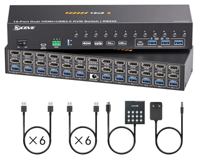 Obrázek produktu pro 12-portový KVM přepínač s rozlišením 4K při 60 Hz, USB 3.0 a HDMI, s dálkovým ovládáním