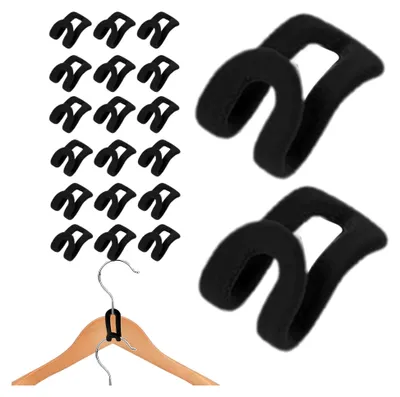 Produktbild von Kleiderbügelhaken, rutschfeste Beflockung Kleiderbügelhaken - Kleine Raumdreiecke, Kleiderbügel-Clips, Kleiderbügelverlängerungshaken für Kleiderschrank