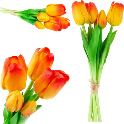 Immagine prodotto di Bouquet di tulipani gommato arancione realistico