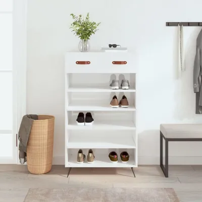 Produktbild von [Home] Schuhschrank Hochglanz-Weiß 60x35x105 cm Holzwerkstoff , Neue Mode 2024 im häuslichen Leben