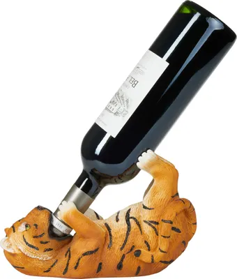 Immagine prodotto di BRUBAKER Portabottiglie da vino Tigre assetata - Portabottiglie Animali ubriachi - Portabottiglie divertente - Safari Giungla Decorazione Figurina dipinta a mano Bar Accessori per il vino - Decorazione divertente - Regalo per il vino