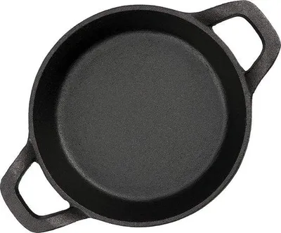Imagen del producto de Sartén de hierro fundido Unyqoos®, 1 unidad – 16 cm de diámetro, ya sazonada, ideal para parrilla y freír, apta para horno y fuego