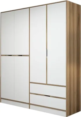 Immagine prodotto di Odalys - Guardaroba Grande, 185x208h cm Bianco e Marrone noce\, 5 Ripiani