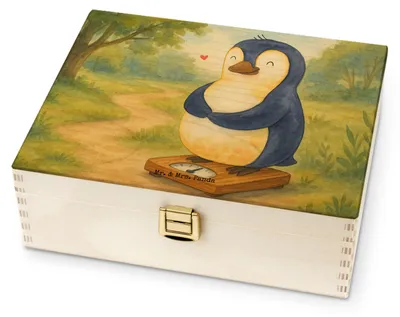 Produktbild von Mr. & Mrs. Panda Teebeutel Aufbewahrung Pinguin Diät Design - Weiß - Geschenk, Gewicht, Tee Box, für Paare, Teebox, Abnehmen, Beutel Halter