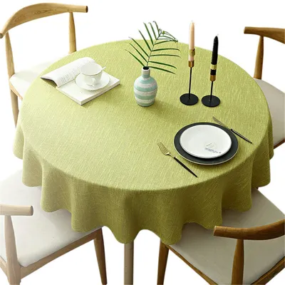 Produktbild von Runde Tischdecke Baumwolle Leinen Senfgelb 120 cm