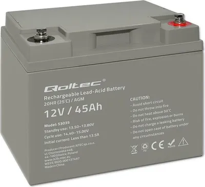 Obrázek produktu pro Qoltec 53035 Akku agm | 12v | 45ah | 540a max.