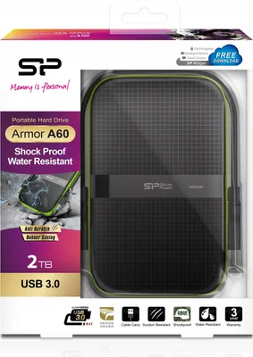 Obrázok produktu pre Silicon Power Armor A60, 2 TB, 2.5", 2.0/3.2 Gen 1 (3.1 Gen 1), Čierna