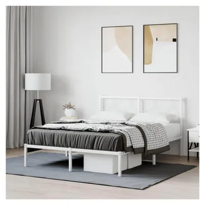 Produktbild von Bettgestell mit Kopfteil aus Metall in Weiß 140x200 cm