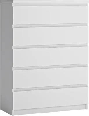 Produktbild von Schubkastenkommode mit 5 Schubladen in weiß FORTALEZA-129, B/H/T ca. 82,8/113,9/40 cm