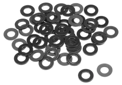 Produktbild von 50 Nylon-Unterlegscheiben M8 für Schrauben mit einem Innendurchmesser von 8 mm und einem Außendurchmesser von 16 mm, 1,5 mm dick, schwarz