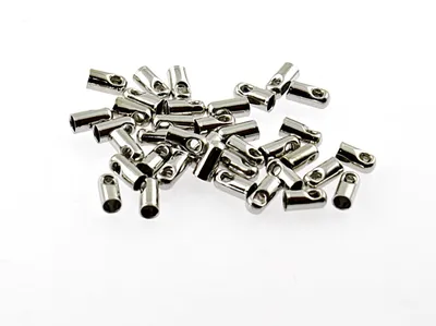 Produktbild von Vintageparts 20 Endkappen silberfarben platiniert für 2 mm Bänder