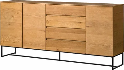 Produktbild von home24 Sideboard mit 3 Türen - Echtholzfurnier / Eisen