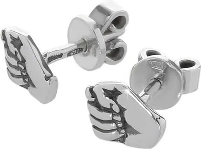 Produktbild von Paar Große Ohrstecker 925er Sterlingsilber Ohrringe Neidfeige Feigenhand 6194