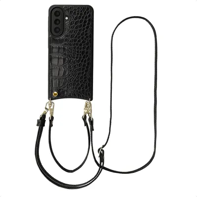 Productafbeelding van Selencia Nova Croco Telefoonhoes met Koord en Pashouder voor de Samsung Galaxy A57 (5G) - Zwart