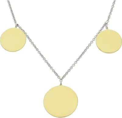 Produktbild von Damen Halskette Gravurplatten 925 Silber Gold plattiert JL10-05-3206 JuwelmaLux 45 cm