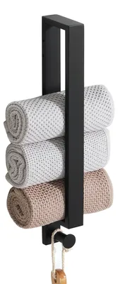 Handtuchring mit Haken, 40 cm, Schwarz, SUS304 Edelstahl
