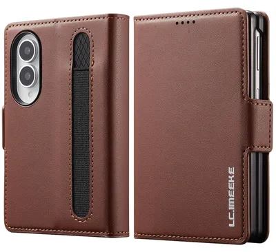 Obrázek produktu pro Magnetické flipové kožené pouzdro pro Samsung Galaxy Z Fold 8, s přihrádkou na karty a funkcí stojánku Hnědá