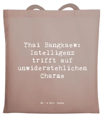Produktbild von Mr. & Mrs. Panda Tote Bag Spruch Thai Bangkaew Charme - Braun Pastell - Geschenk, Hund, dokumententasche, Schultasche, Shopping Tasche, treuer Begleiter, Intelligenz