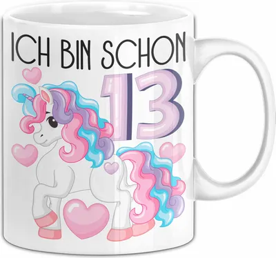 Produktbild von 13. Geburtstag Geschenk Tasse Becher Mädchen Tochter Geburtstagsgeschenk Einhorn Ich Bin Schon 13 Teenager (Weiß)