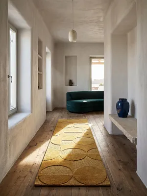 Teppich Senfgelb Läufer im modernen Wohnzimmer_#sku_BARK503119373936#