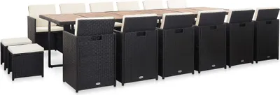 Produktbild von vidaXL 17-tlg. Garten-Essgruppe mit Auflagen Poly Rattan Schwarz