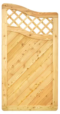 Produktbild von Ligna Gard Sichtschutzzaun Valencia gebogen mit Rankgitter 90x165 cm Holzzaun Lärche stabiler Rahmen 44x88 mm sehr stabil