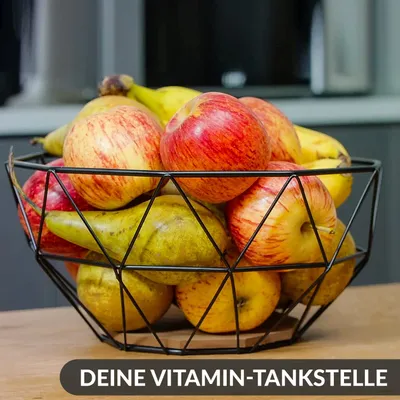 Produktbild von Chefarone Chefarone Obstkorb - Obstschale - Gemüsekorb - Aufbewahrung - Metall - Holz - Schwarz